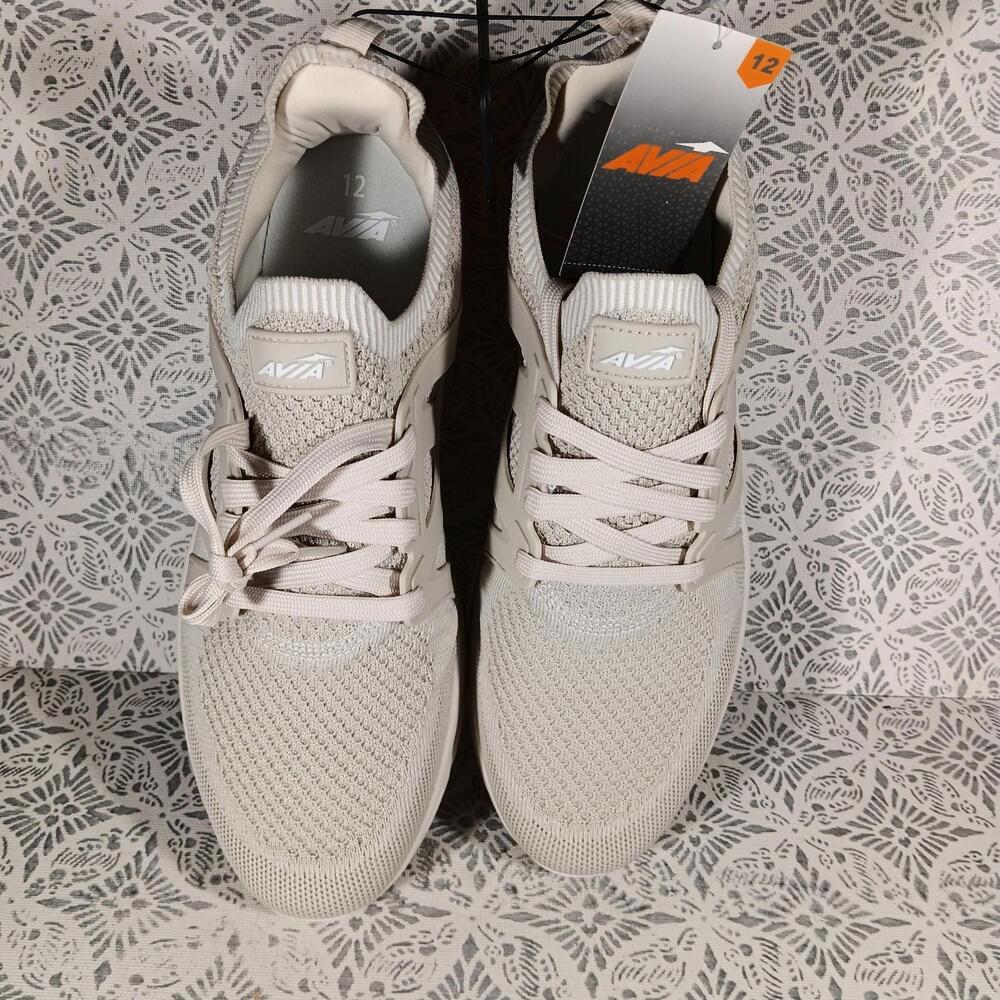 Avia Girls Quick Flash Lace-Up Athletic Sneakers Cream Colored 36239319 Size 12